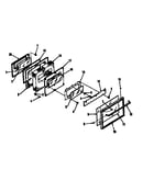 Illustration and parts list for oven door section