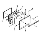 Kenmore 9119318610 illustration and parts list for oven door section diagram
