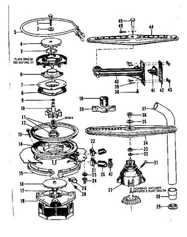 Motor, heater, and spray arm details