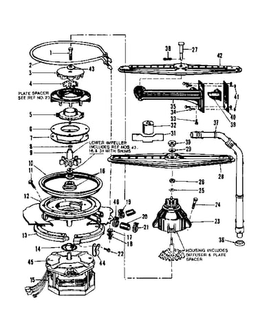 Motor, heater, and spray arm details