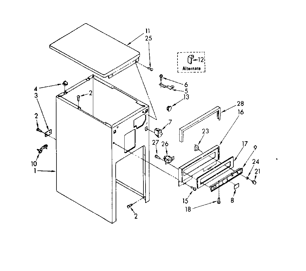 Cabinet and control parts