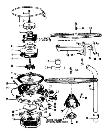 Motor, heater, and spray arm details