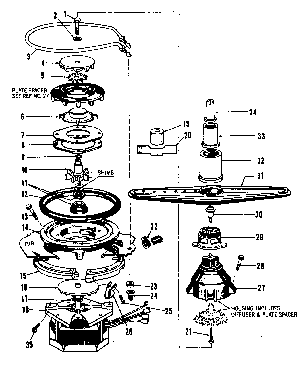 MOTOR, HEATER, AND SPRAY ARM DETAILS