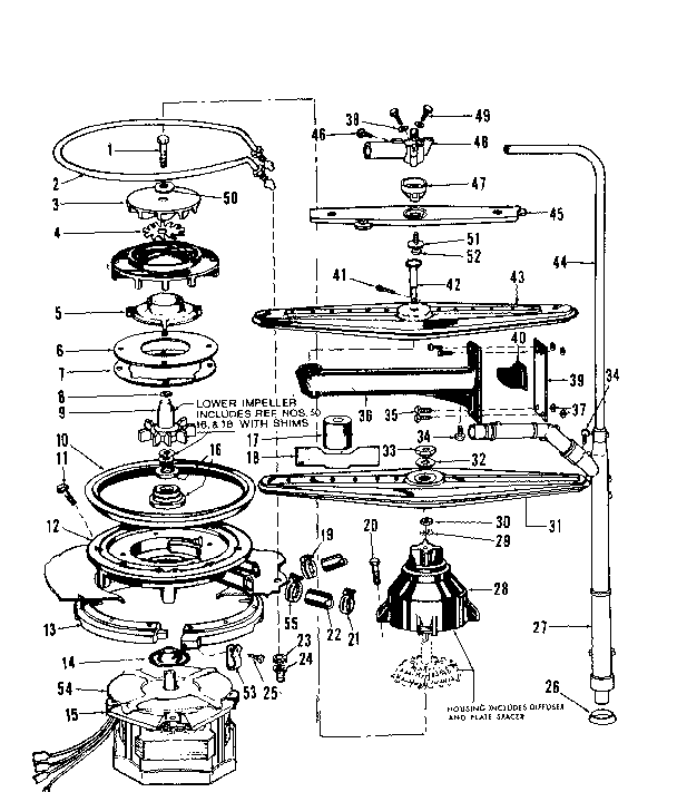 MOTOR, HEATER, AND SPRAY ARM DETAILS