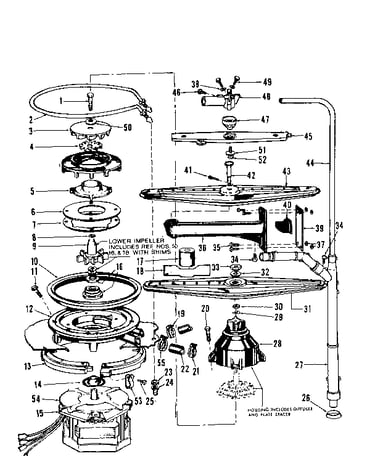 Motor, heater, and spray arm details