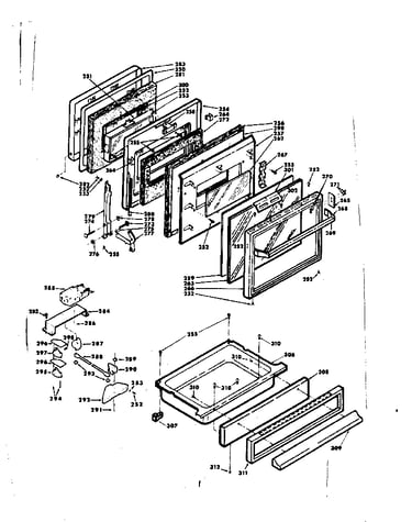 Door and latch mechanism assemblies