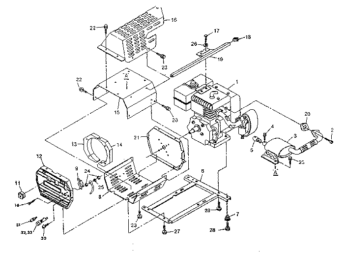 Complete engine and brackets
