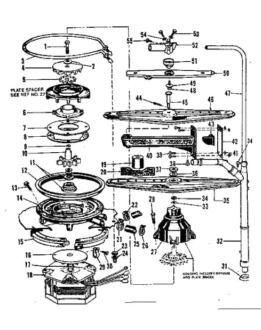 Motor, heater, and spray arm details
