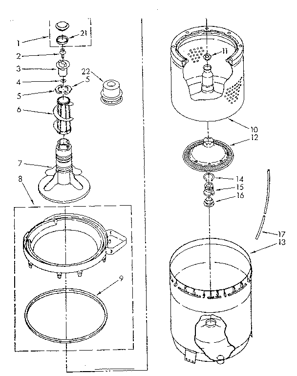 Agitator, basket and tub parts