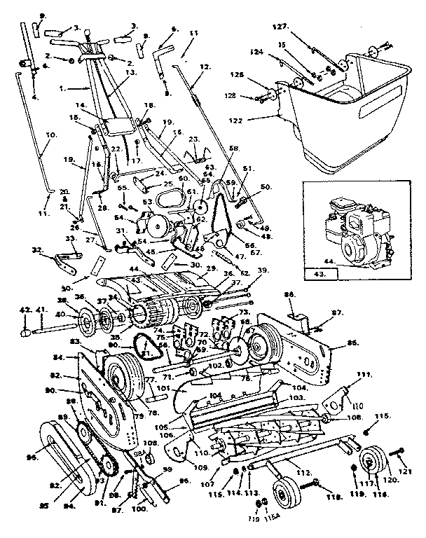 Front throw reel mower