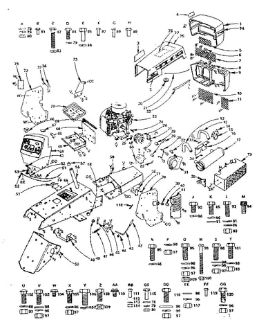 Main frame, dash and grill