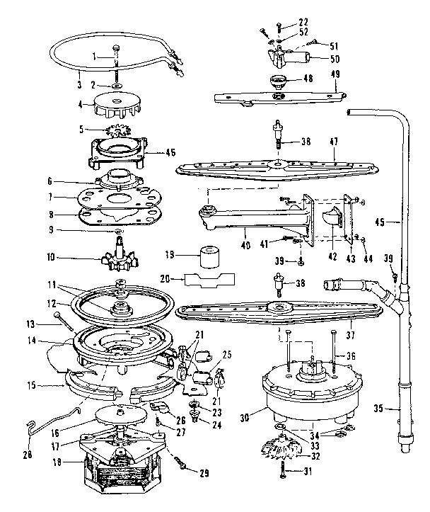 Motor, heater, and spray arm details