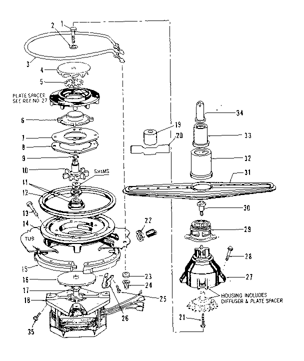 MOTOR, HEATER, AND SPRAY ARM DETAILS