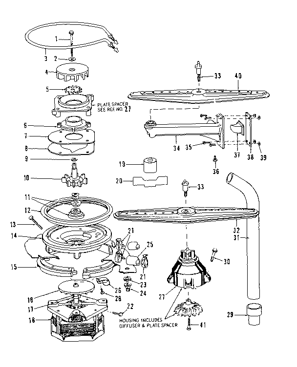 Motor, heater, and spray arm details