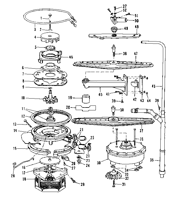 MOTOR, HEATER, AND SPRAY ARM DETAILS