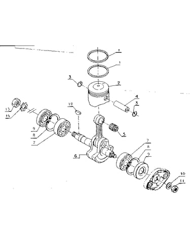 Piston and crankshaft assembly