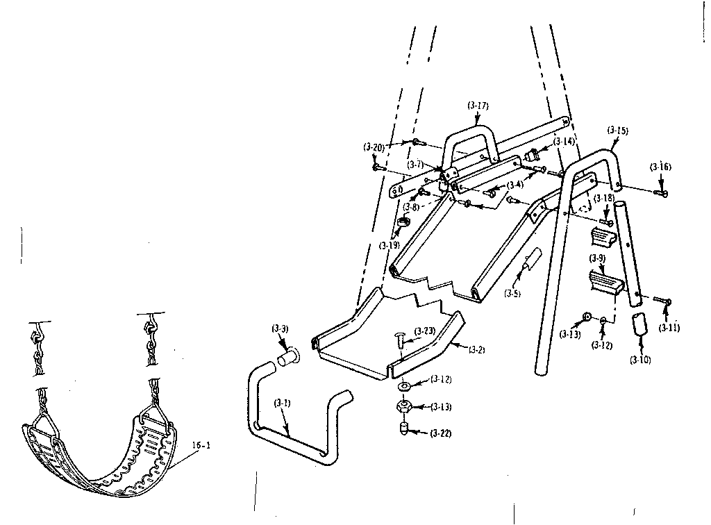 Slide and swing assembly