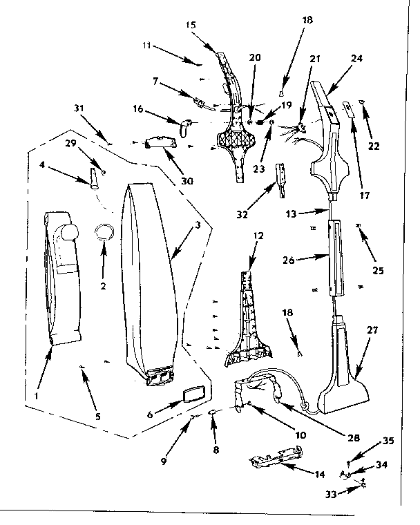 Handle and bag housing