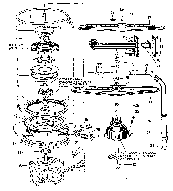 MOTOR, HEATER, AND SPRAY ARM DETAILS