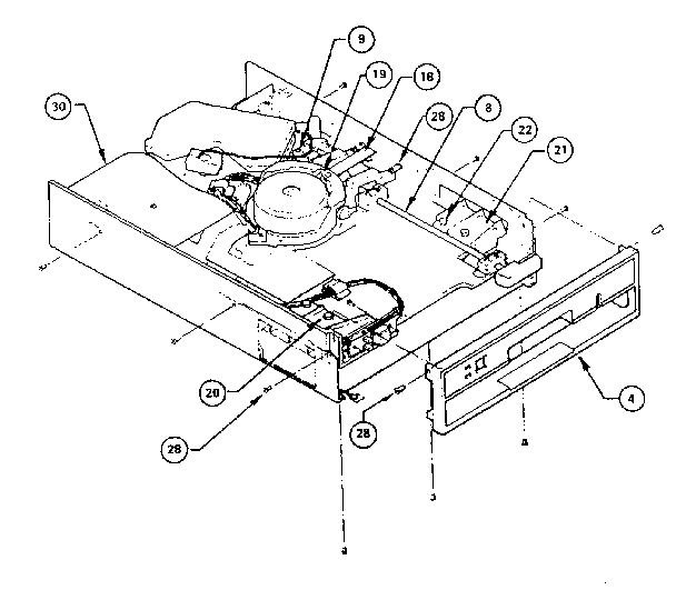 Front panel, shaft, and guide bracket assemblies