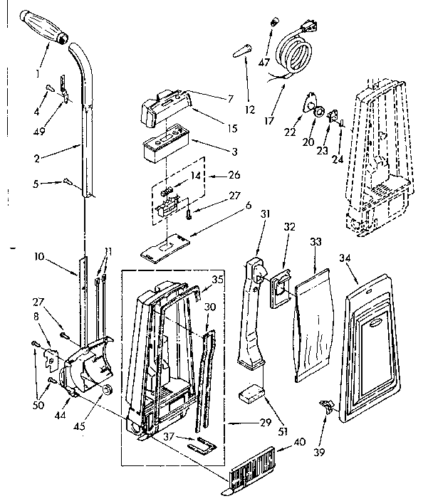 Handle and bag housing