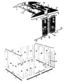 Roof support, floor frame, wall and door assemblies