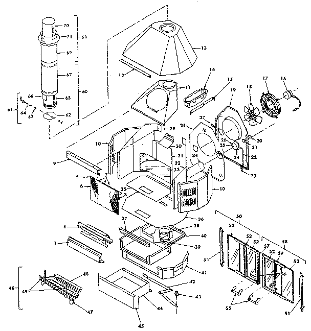 Forced air circulating fireplace