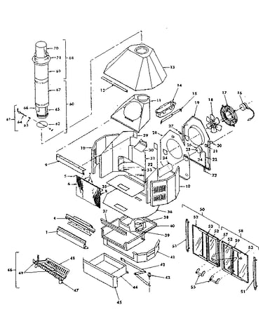 Forced air circulating fireplace