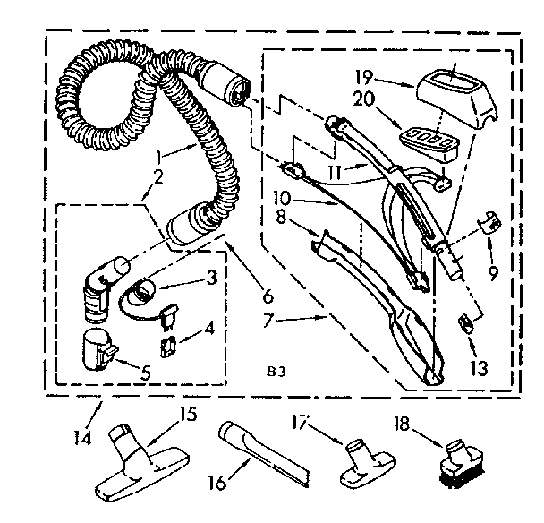 Hose and attachment parts