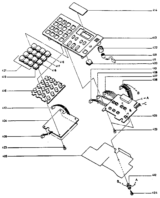 Front panel unit exploded view