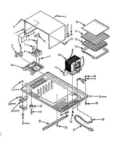 Cabinet and bottom plate parts
