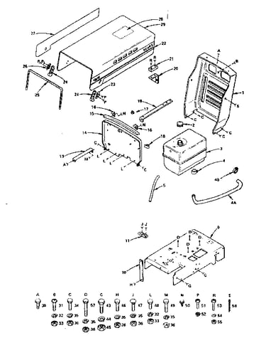 Engine mount, hood & grill