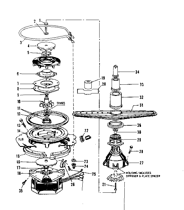 Motor, heater, and spray arm details