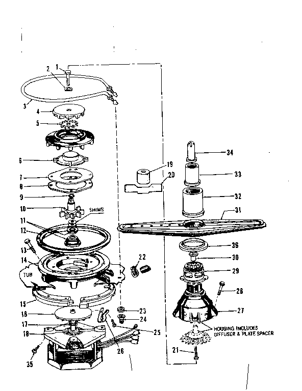 MOTOR, HEATER, AND SPRAY ARM DETAILS