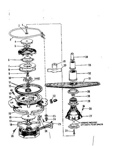 Motor, heater, and spray arm details