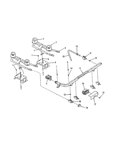 Illustration and parts list for top burner section