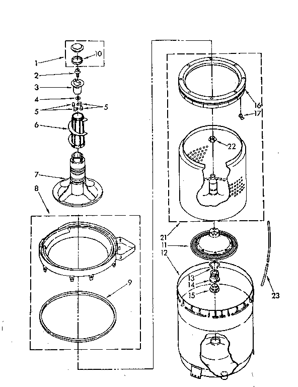 Agitator, basket and tub parts