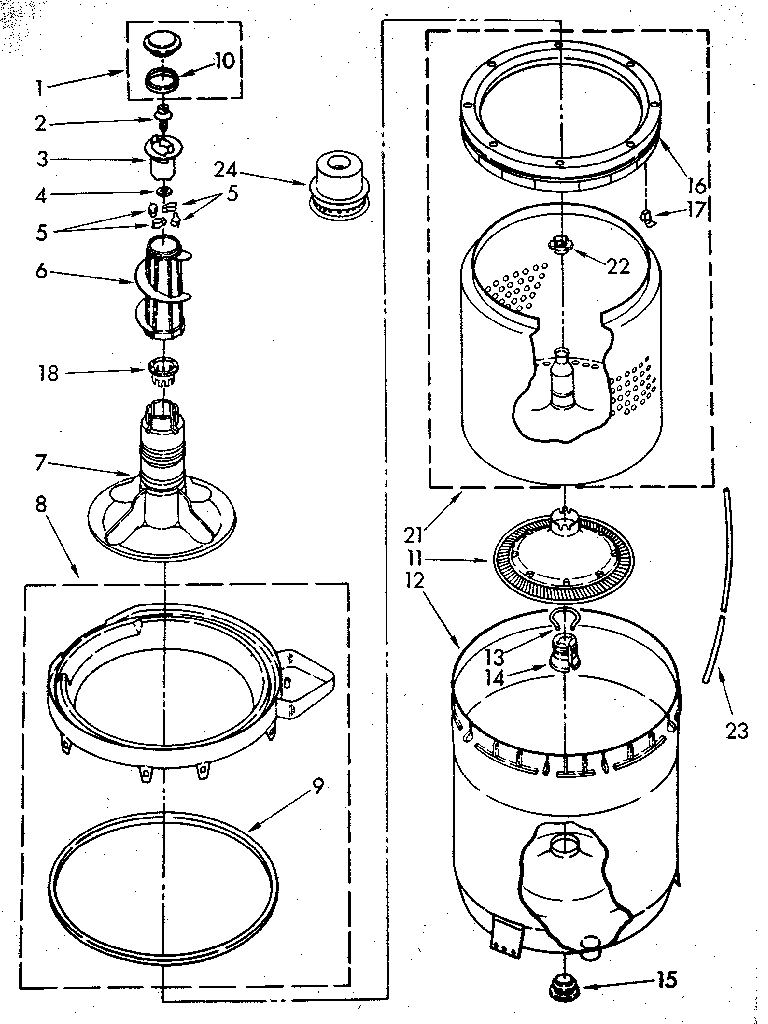 Agitator, basket and tub parts
