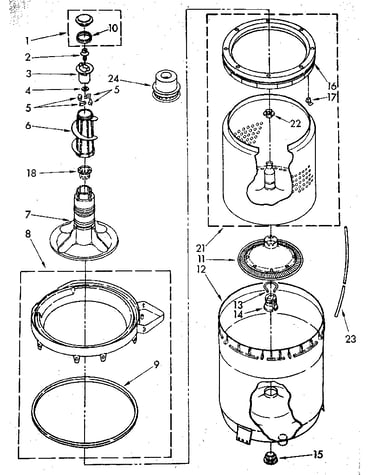 Agitator, basket and tub parts