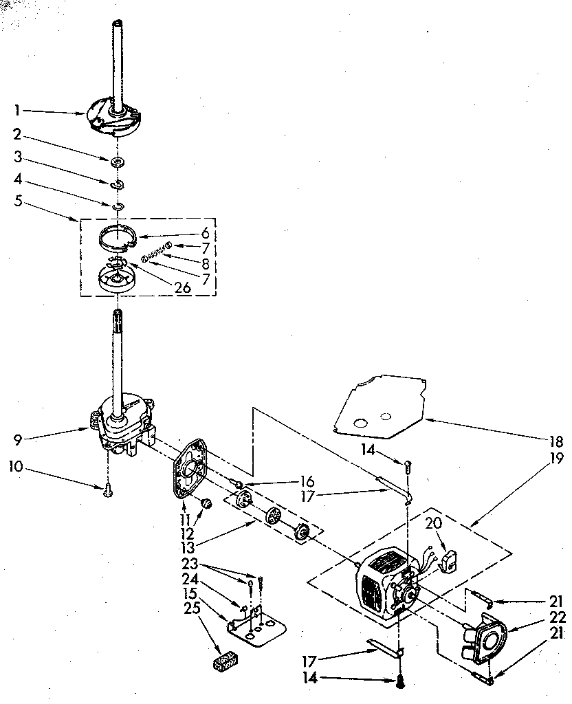 Brake, clutch, gearcase, motor and pump parts