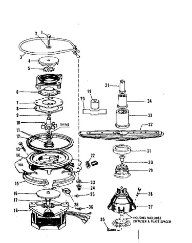 Motor, heater, and spray arm details