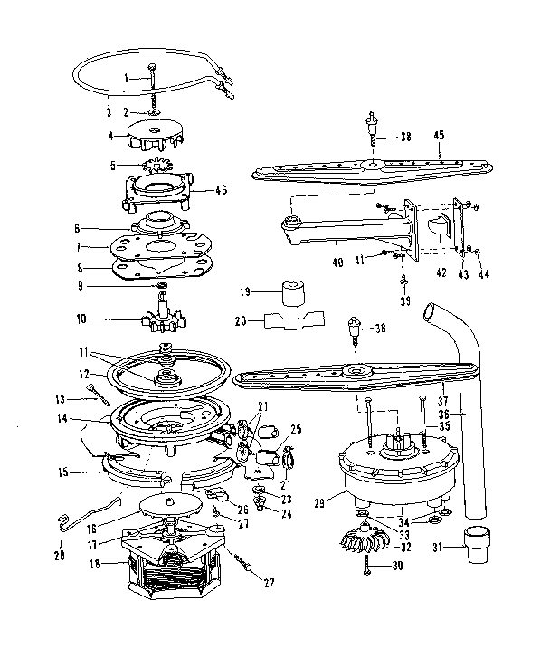 MOTOR, HEATER, AND SPRAY ARM DETAILS