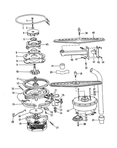 Motor, heater, and spray arm details