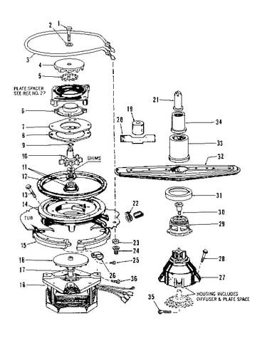 Motor, heater, and spray arm details