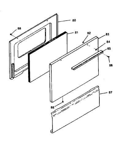 Oven door and snap-on panel