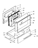 Oven door and storage drawer