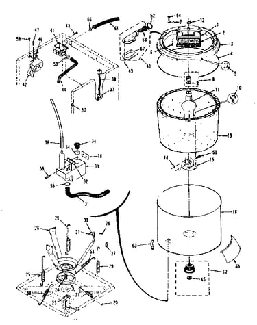 Tubs, water valve, lid switch