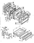 Door, latch mechanism and drawer assemblies