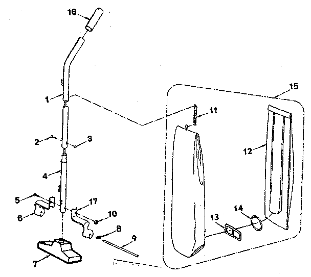 HANDLE AND BAG HOUSING