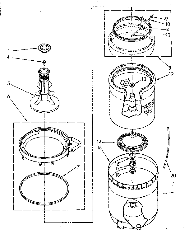 Agitator, basket and tub parts